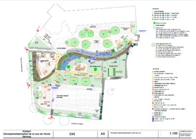 Plan final de la désimperméabilisation de la cour de l’école élémentaire par SINEQUONON