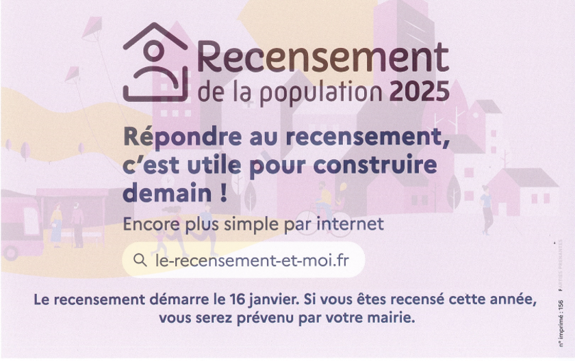 Recensement de la population 2025 – À partir du 16 janvier