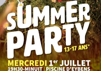 Summer party – Pour les 13/17 ans – Mercredi 1er juillet – Piscine d&rsquo;Eybens