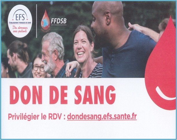 Collecte de sang – Organisée par l&rsquo;EFS – Mardi 13 janvier – De 16 h à 19 h 30 – Espace Léo Lagrange