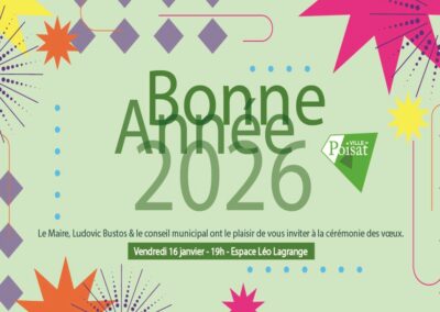 Cérémonie des vœux – Vendredi 16 janvier – 19 h – Espace Léo Lagrange