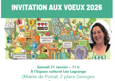 Vœux de la Députée, Madame Cyrielle Chatelain – Samedi 31 janvier – 11 h – Espace Léo Lagrange