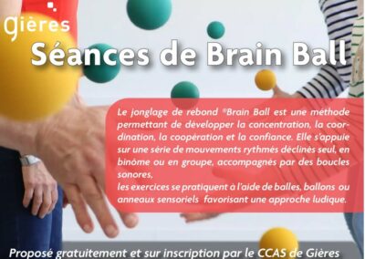 Séance de Brain Ball – Pour les + de 60 ans – À partir du 5 mars – CCAS de Gières – Sur inscription