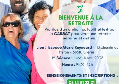 Ateliers « Bienvenue à la retraite » – À partir du 4 mai – Gières Sur inscription