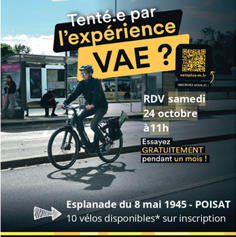 Location gratuite d&rsquo;un VAE pendant un mois à partir du 24 octobre – Sur inscription