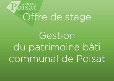 Offre de stage – Gestion du patrimoine bâti communal de Poisat – Clôture des candidatures : lundi 30 novembre